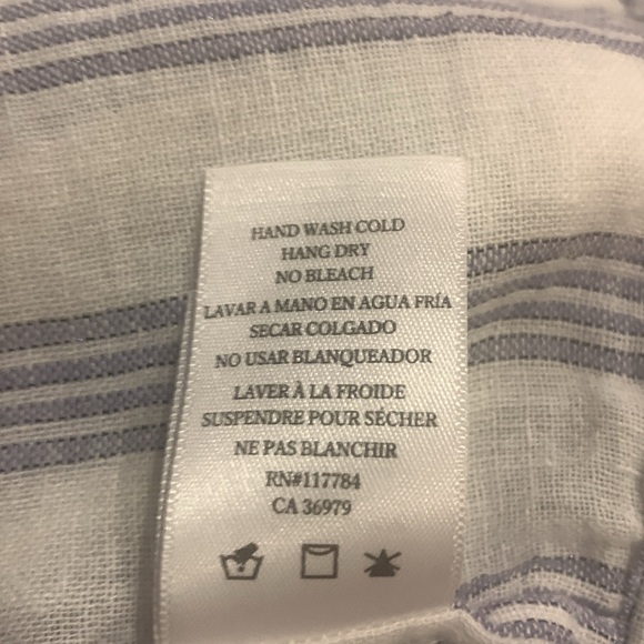 NWOT Rails Marti Cayman Stripe White Linen Blend Long Sleeve Blouse Size Large - Picture 16 of 16